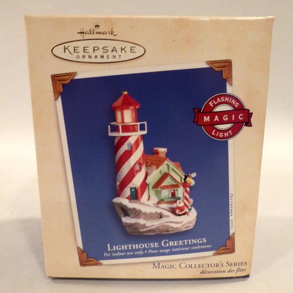NEW 2003 HALLMARK LIGHTHOUSE GREETINGS #7 MAGIC LIGHT UP KEEPSAKE ORNAMENT - Picture 7 of 12